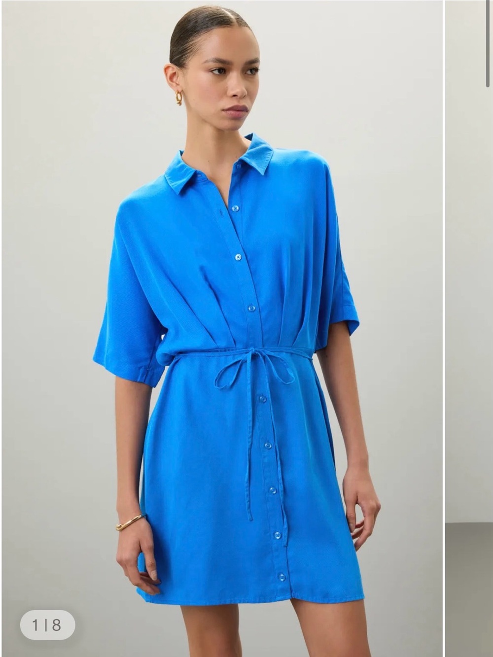 Thakoon Tie Waist Shirt Dress Size 6 Cobalt Blue